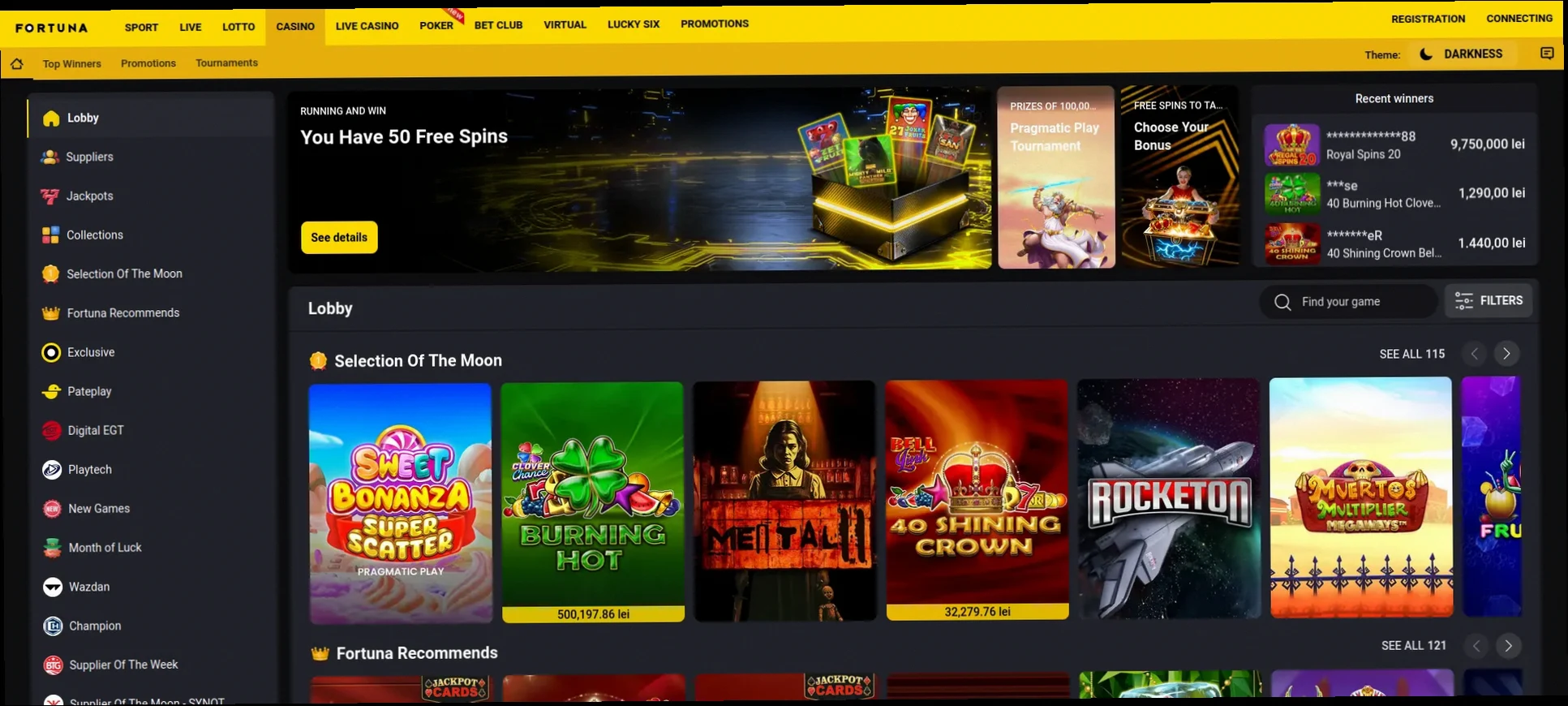 Fortuna Casino - 100% fino a $500 + 225 Giri Gratuiti